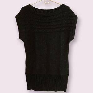 TakeOut Black Sparkly Sleeveless Cardigan